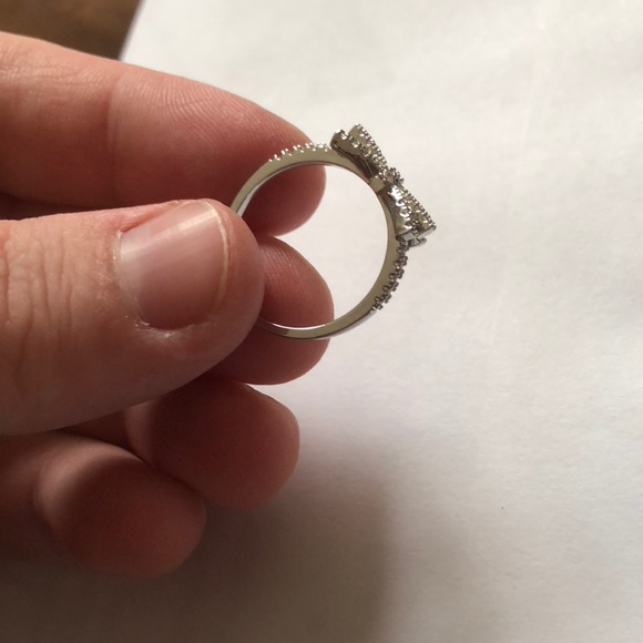 Bowknot 925 Silver  Ring Women White Saphire - Picture 6 of 8